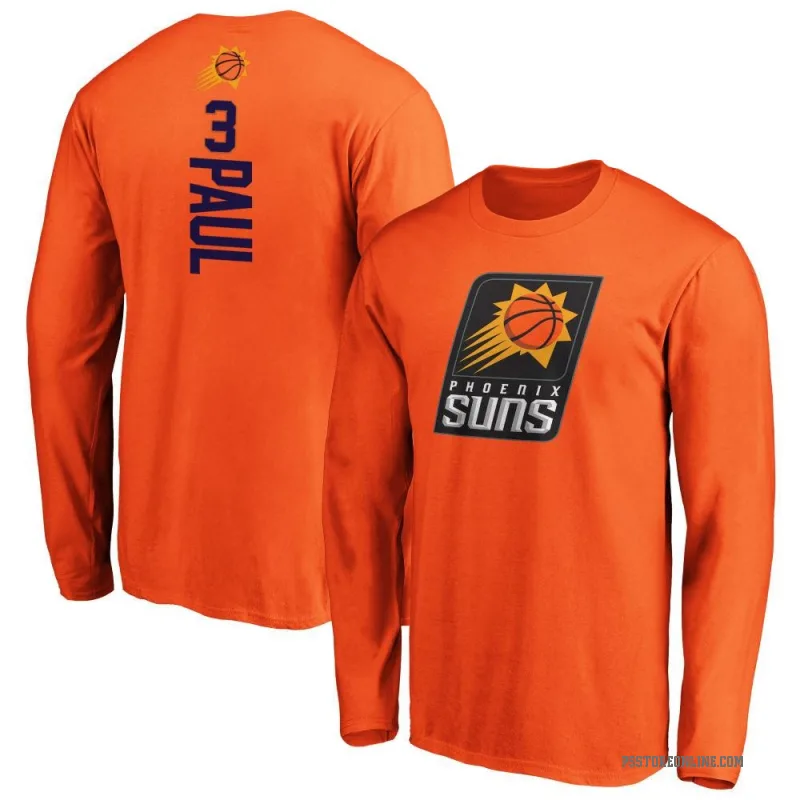 Chris Paul Men's Orange Phoenix Suns Backer Long Sleeve T-Shirt