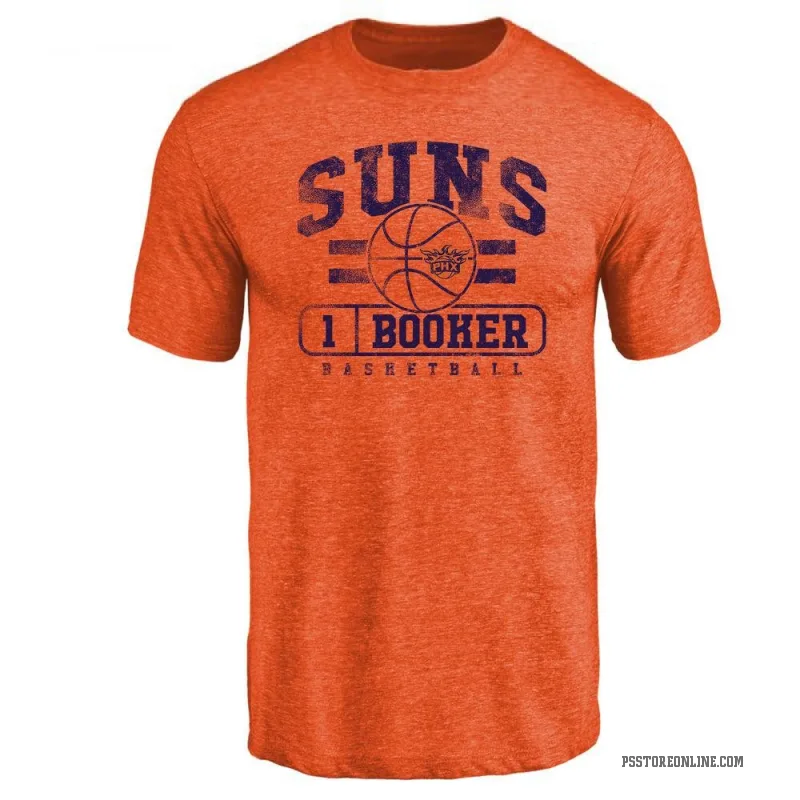 Devin Booker Men's Orange Phoenix Suns Baseline T-Shirt
