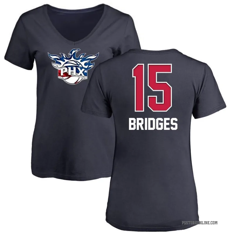 Jalen Bridges Women's Navy Phoenix Suns Name and Number Banner Wave V-Neck T-Shirt