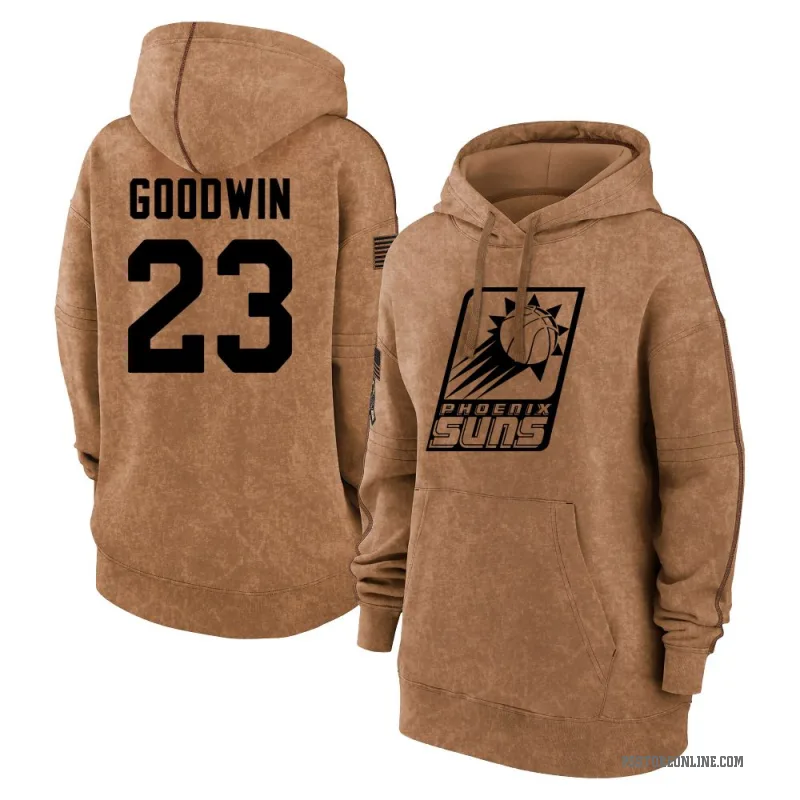Jordan Goodwin Women's Brown Phoenix Suns 2023 Salute to Service Pullover Hoodie