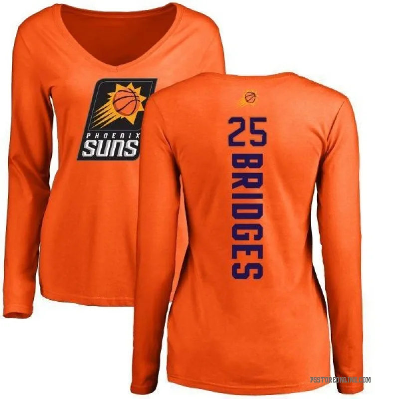 Mikal Bridges Women's Orange Phoenix Suns Backer Long Sleeve T-Shirt