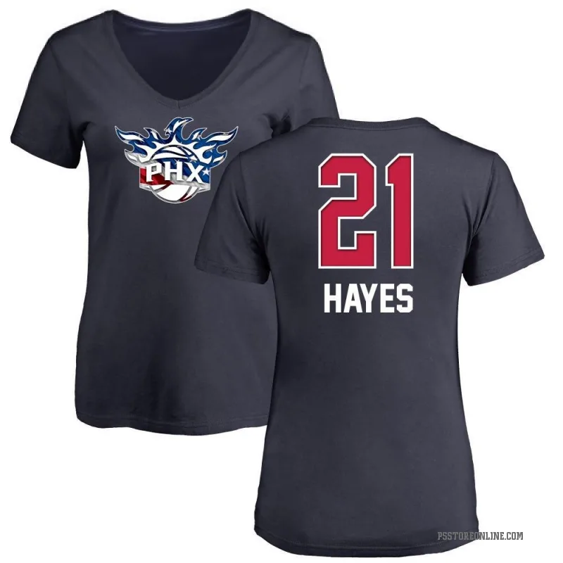 Nigel Hayes Women's Navy Phoenix Suns Name and Number Banner Wave V-Neck T-Shirt